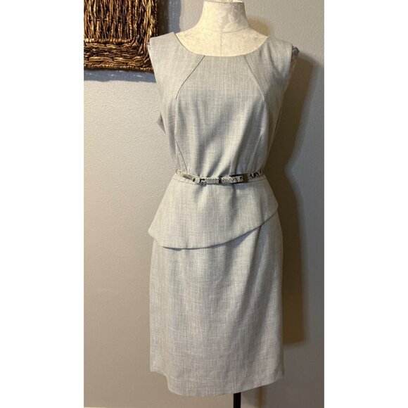 Antonio Melani Dress 12 Gray Stretch Python Belt Sleeveless Career Church - Picture 6 of 12